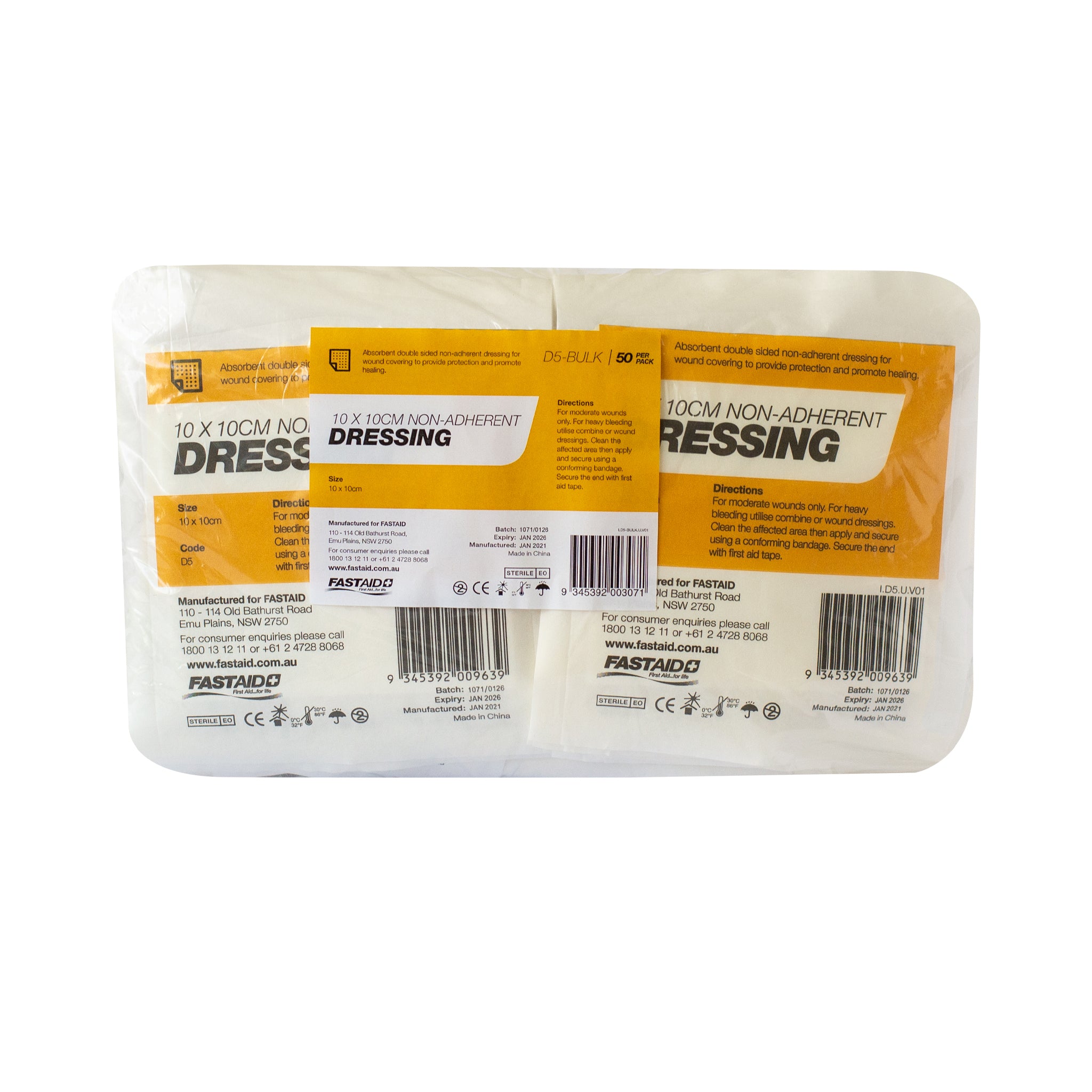 FastAid Non-Adherent Dressing 10 x 10cm 50pk