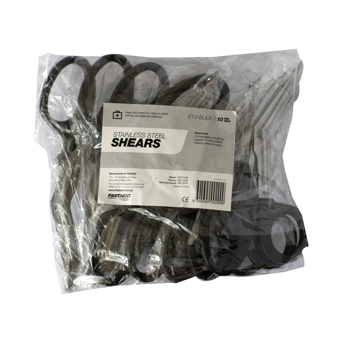 FastAid Stainless Steel Shears 8 Inch 10pk