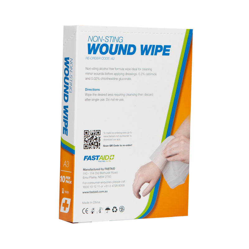 FastAid A3 Non-Sting Wound Wipe 10pk