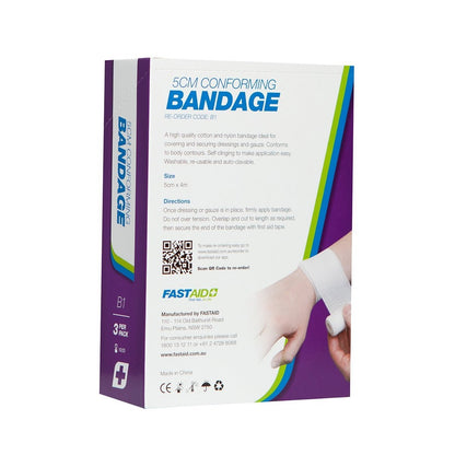 FastAid B1 Conforming Bandage 5cm 3pk