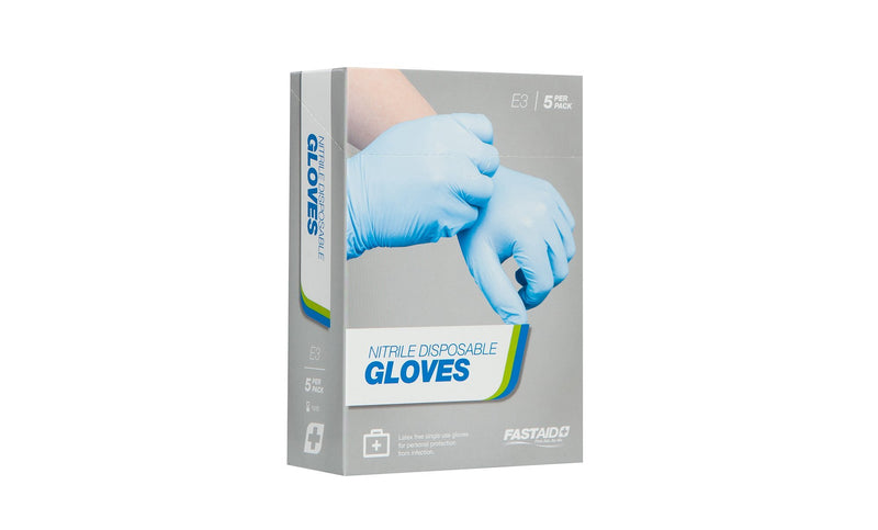 E3, Nitrile Disposable Gloves, Large Pairs, 5pk