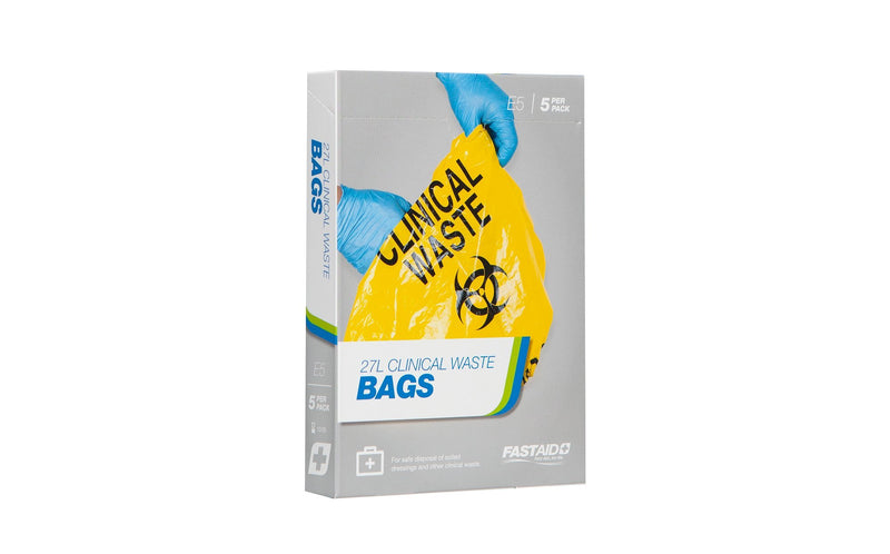 E5, Clinical Waste Bags, 27L, 5pk