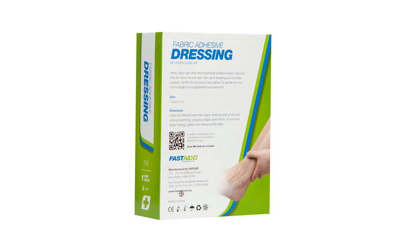 P4, Adhesive Dressing Strip, Fabric, 7.5cm x 1m, 1pk