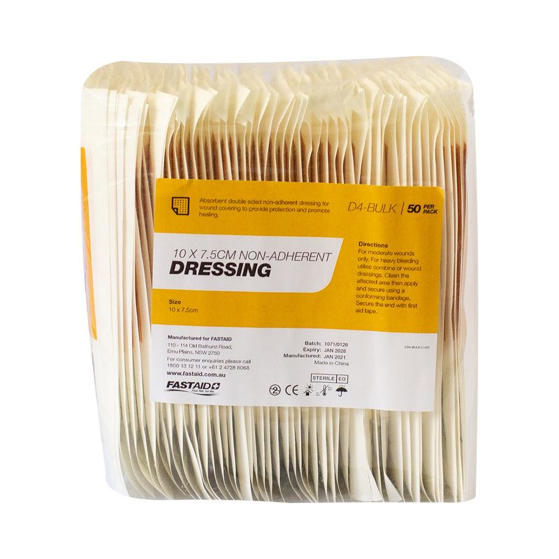 FastAid D4-BULK Non-Adherent Dressing 10 x 7.5cm 50pk