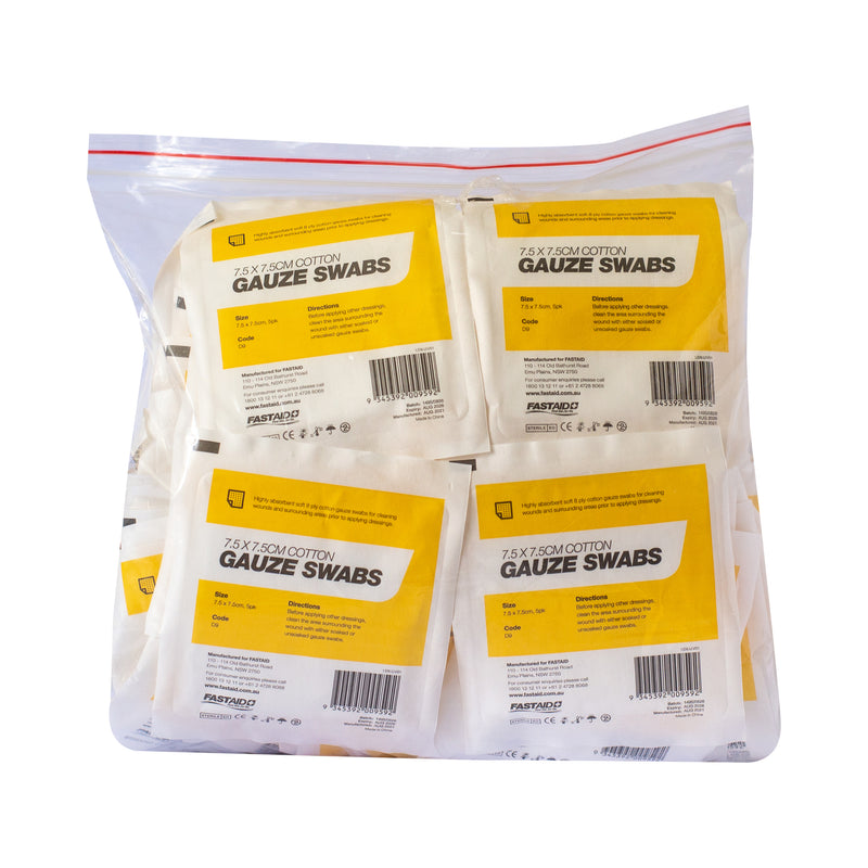 FastAid Gauze Swabs 7.5 x 7.5cm 5s 50pk