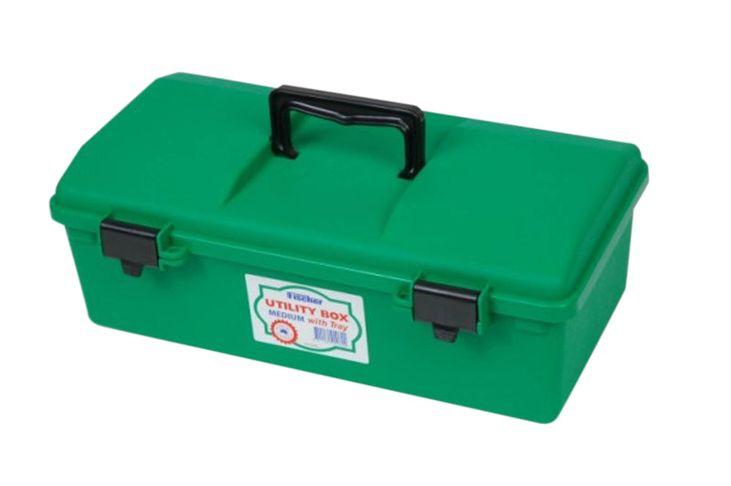 Plastic First Aid Box, 1 Tray, Large, Green, Empty