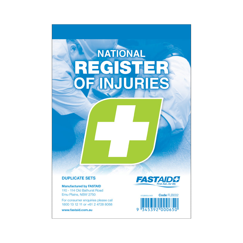 FastAid Register of Injuries Book