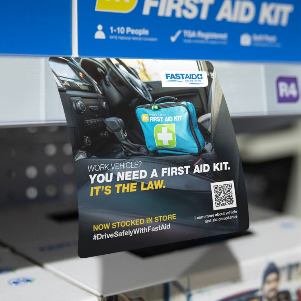 In-store Shelf Talker 'Drive Safely With FastAid'