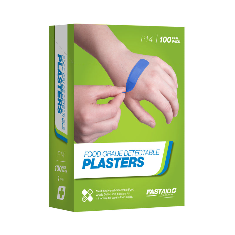 FastAid P14 Food Grade Plasters Metal and Visual Detectable 100pk