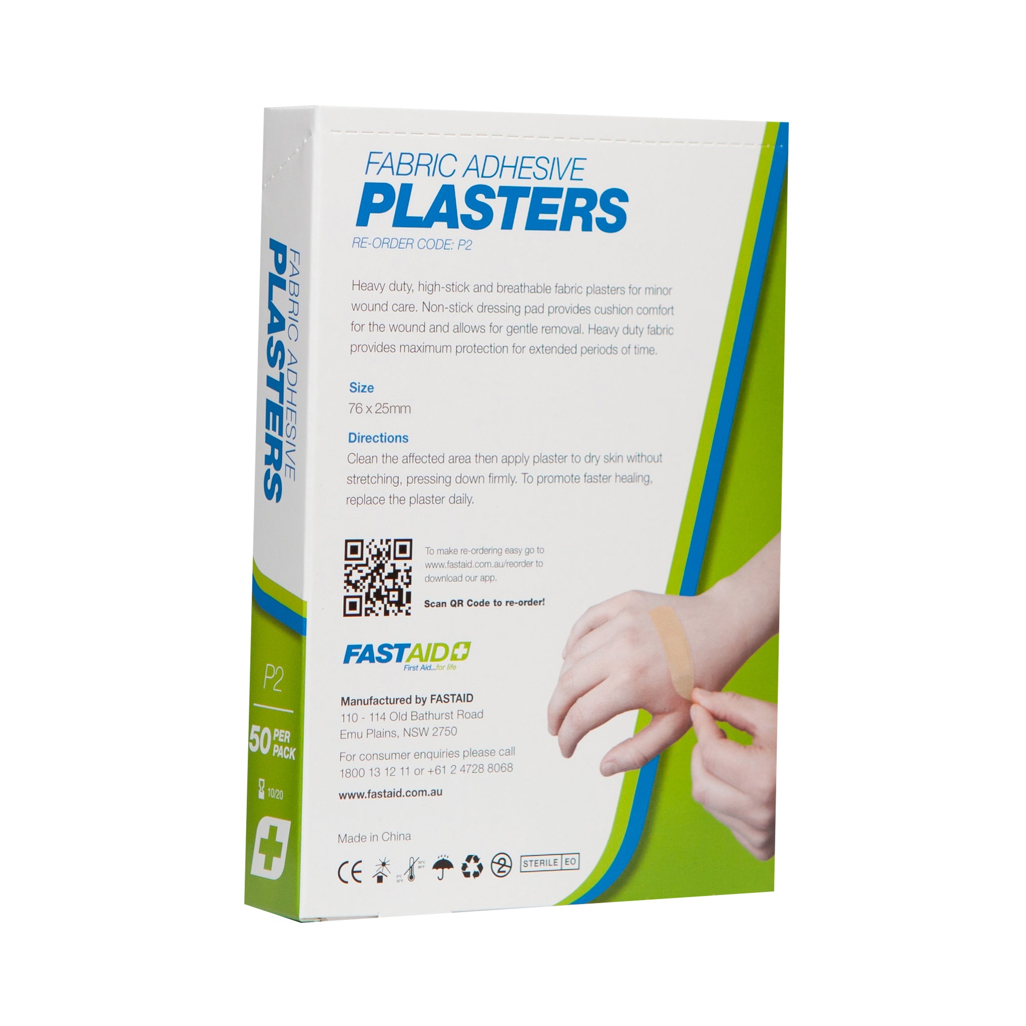FastAid P2 Adhesive Plasters Fabric 76 x 25mm 50pk