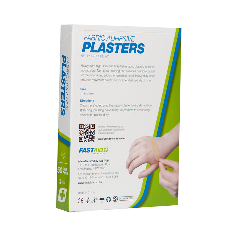 FastAid P2 Adhesive Plasters Fabric 72 x 19mm 50pk