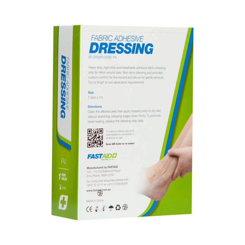 FastAid P4 Adhesive Fabric Dressing Strip 7.5cm x 1m