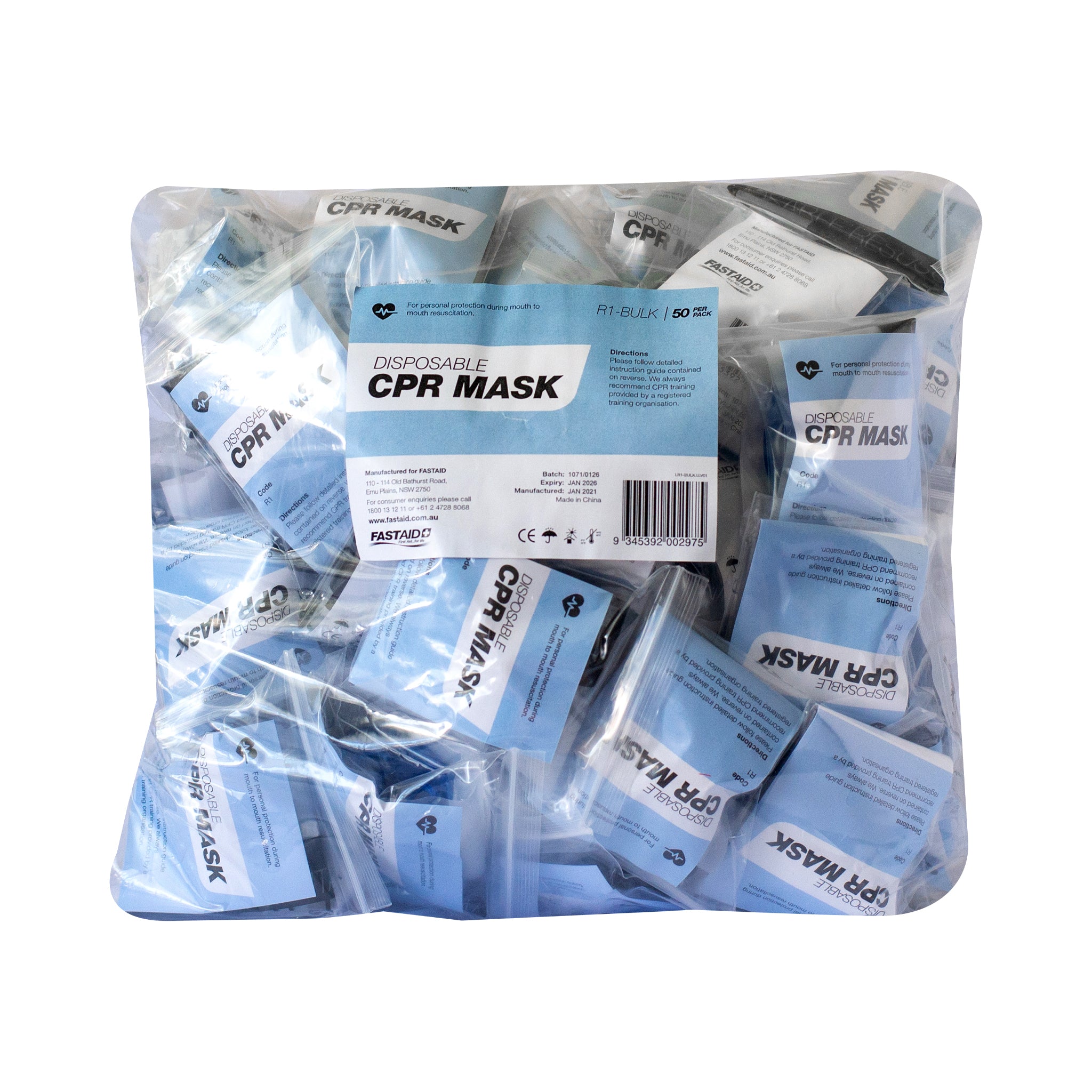 FastAid Disposable CPR Mask 50pk